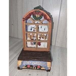 Vintage 1996 TL Toys Animated 9” WINTER SCENE MUSIC BOX Window Lights 15 Tunes